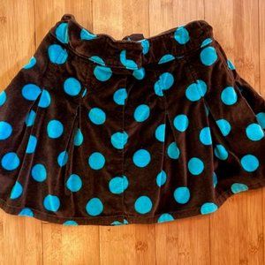 Gap Brown Velvet with Aqua Polka Dots skirt